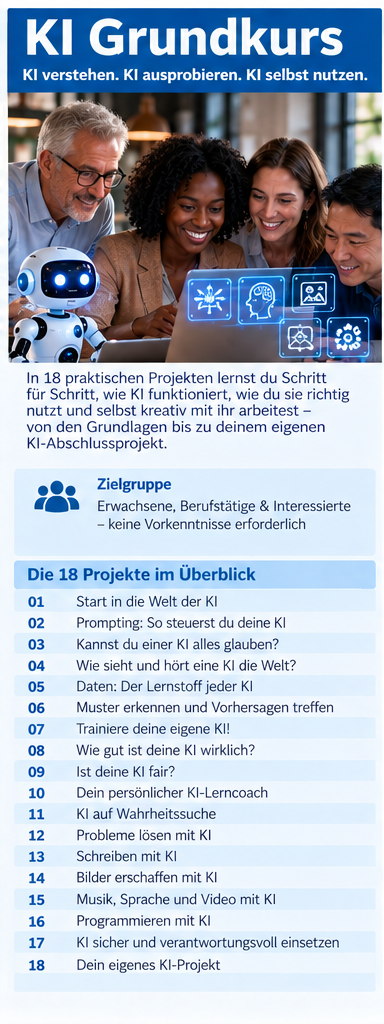 18 Projekte: Künstliche Intelligenz (KI) Grundkurs